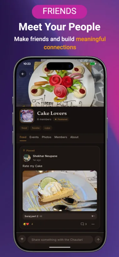 A Chautari community feed in the Milan app